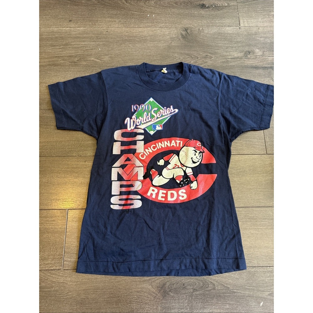 Cincinnati Reds 1990 World Series Champ T Shirt Screen Stars Tag SS Size MED VTG